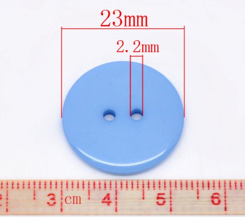 50 Plain Light Blue Round 2 Hole Sewing 23mm Buttons. Ideal for Crafts Like Scrapbooking Cardmaking, Bling, Decoration - Image 3