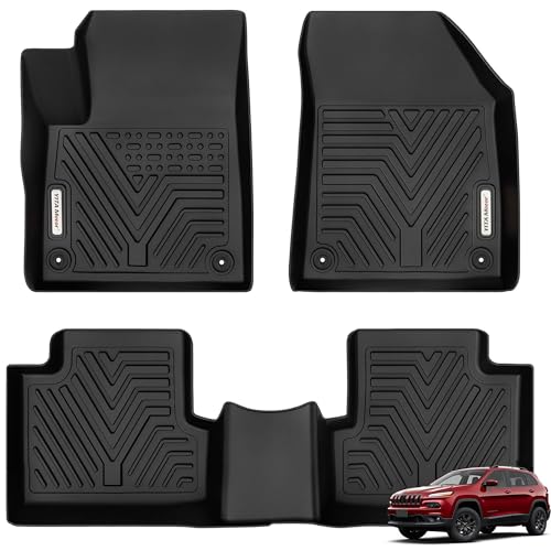 Image of YITAMOTOR Floor Mats Fit 2015-2023 Jeep Cherokee Not fit for Grand Cherokee | Custom Fit All-Weather Protection Floor Liners, 1st & 2nd Row, Black