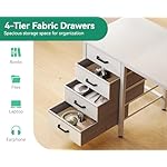 Casaottima 32-Inch Small Computer Desk with 4 Fabric Drawers, Storage, Side Hook and Cloth Bag, Kids Desk Study/Work Table for Bedroom and Small Space, White - Image 4