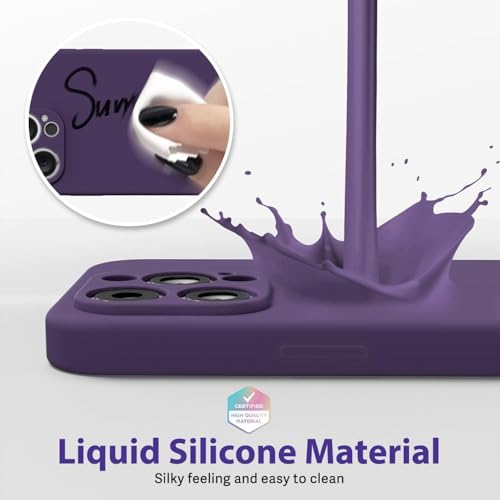 Image of mobistyle Designed for iPhone 14 Pro | Liquid Silicone Slim Camera Protective | Microfiber Lining Phone Back Cover Case for iPhone 14 Pro (Deep Purple)