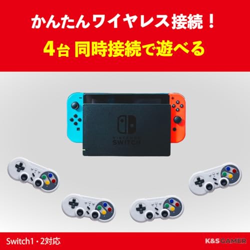 【K&SGAMER】 Switch Pro コントローラー スーパーファミコン型 ゲームパッド （Switch1•2 Steam PC 対応）