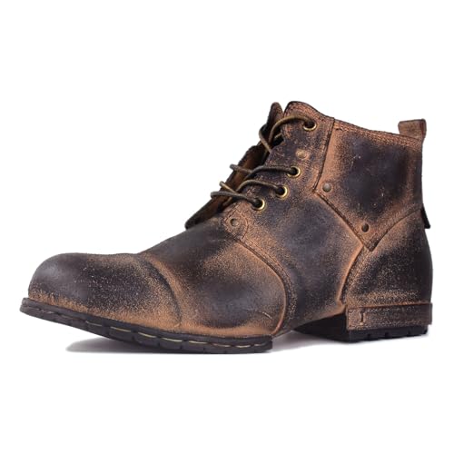Men's Vintage Retro Tanned Brown Chukka Boots Lace-up Motorcycle Casual Leather Dress Ankle Boot for Men Fashion CD-6015-2-Retro-RT-USR