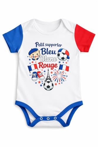 Générique Body Bébé France – Petit Supporter Bleu Blanc Rouge – 100% Coton – Body Football Équipe de France – Tenue Bébé Coupe du Monde –...