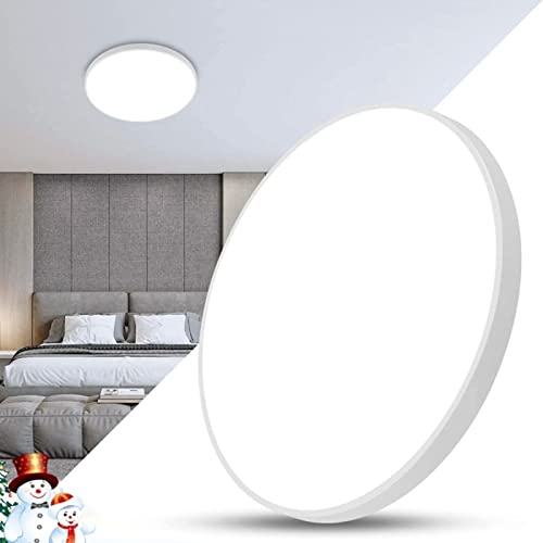 Tealight Plafonnier LED 24W, Plafonnier Salle de Bain IP54 Etanche, 6500K Blanc Froid Rond Lampe de Plafond Moderne Pour Chambre, Salon, Cuisine, Couloir, Balcon, Salle de Bain, Ø27CM Cover