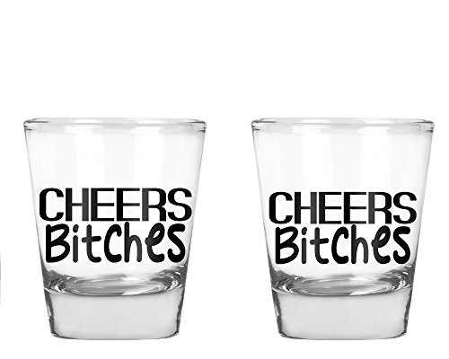AW Fashions Cheers Bitches - Bachelorette Party Shot Glasses, 21st Birthday Shot Glass