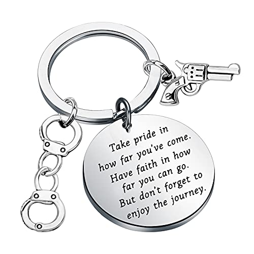 FustMW Police Gifts: Officer Graduation Keychain, Take Pride (Silver)