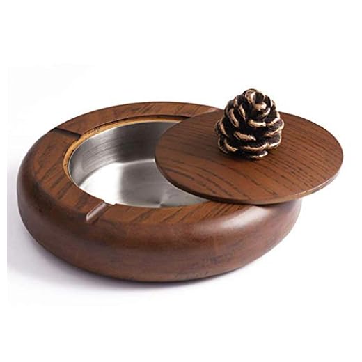 COLiJOL Cigaretthållare askfat med lock träaska hållare rostfritt stål avtagbar vindtät askfat (färg: A), a