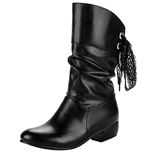 Bottes mi-mollet souples Gicoiz style slouchy avec talon bloc bas stable