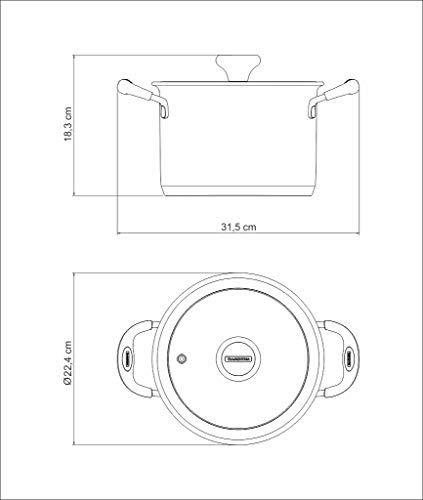 Caldeirão com Fundo Triplo Tramontina Inox 20Cm, SOLAR