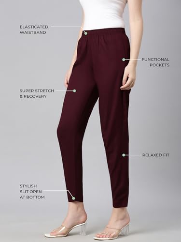 Image of TWIN BIRDS Women Viscose Cotton Kurti Pants | Stretch Ethnic Daily Trousers