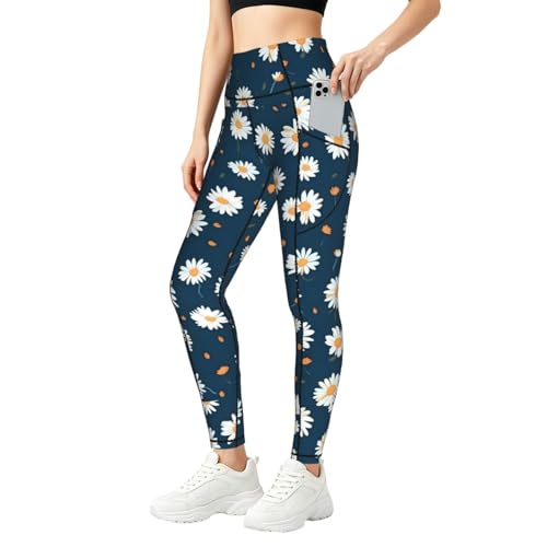 Legging long femme marguerite Mexpekil avec poches pantalon stretch 3XL