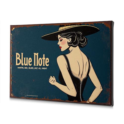 Toile déco Martini chambre bar jazz bleu nuit 40 x 60 cm