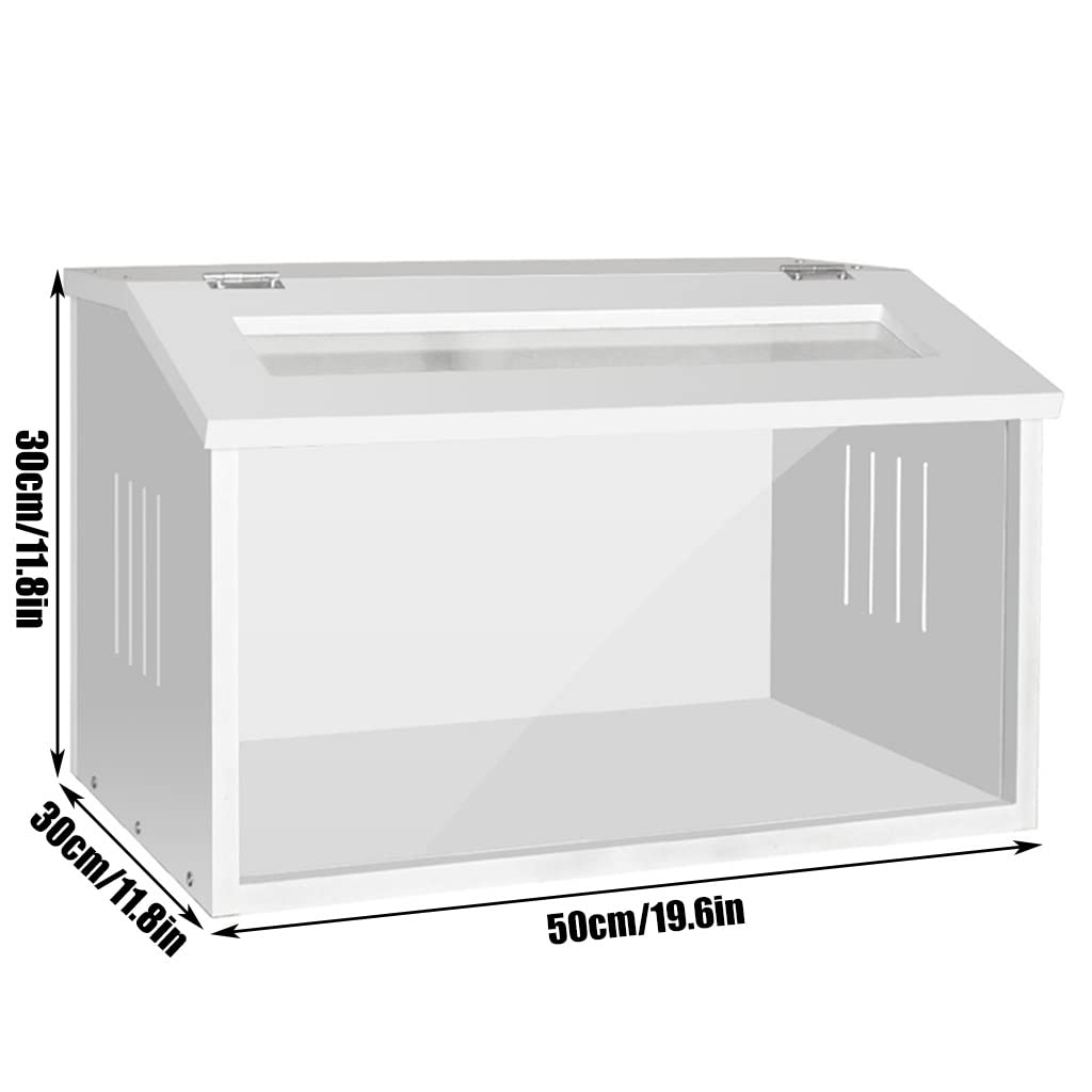 Scatola per vivaio con piano inclinato in PVC, per rettili, terrario, per animali domestici, per tenere al caldo, per lucertole, serpenti, draghi barbuti, tartarughe, camaleonti (Bianco 50x30x30 cm)