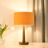 18.5' Table Lamp for Living Room, Modern Dimmable Walnut Wood Desk Lamps for Bedroom, UL Listed Nightstand Lamp, End Table Lamps for Console, Entryway, Office, Dorm, Home Decor, Orange Velvet Shade