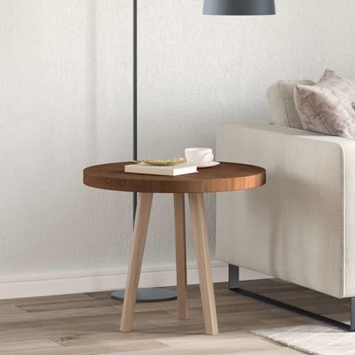 Plateau de table rond marron foncé en chêne massif pour rénover facilement votre table abîmée