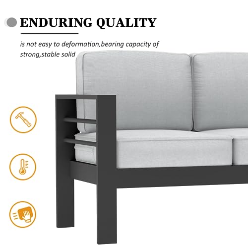 LayinSun Aluminum Outdoor Patio Loveseat, 2 Seater Sofa Chair with Cushion
