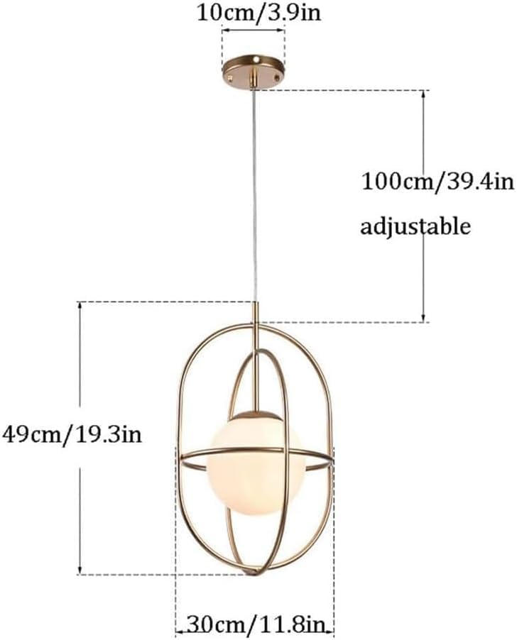 Genérico Lámpara colgante de cristal con forma anillo, accesorio iluminación, Material hierro y Metal dorado,lámpara de araña