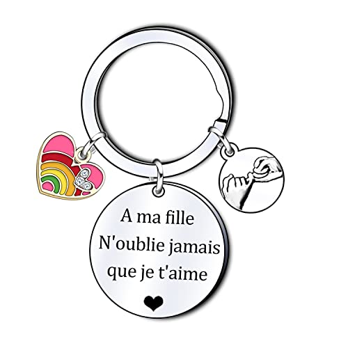 Cadeau de A Ma Fille Porte-clés Fille A ma fille N'oublie jamais que je t'aime Cadeaux de famille pour d'anniversaire, Noël,remise des diplômes (1)
