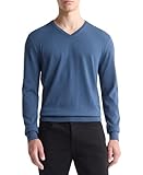 Calvin Klein Men's Extra Fine Merino Wool Blend V-Neck Sweater Insignia Blue
