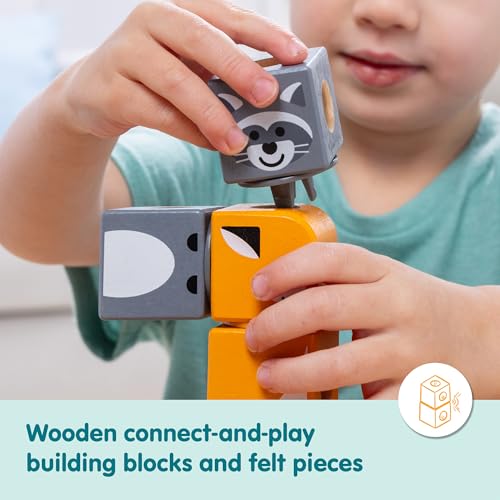 Melissa & Doug Blockables Woodland Friends Snap And Play | Wooden Building Blocks, Construction Toys for Kids | Age 2-7 - FSC Certified