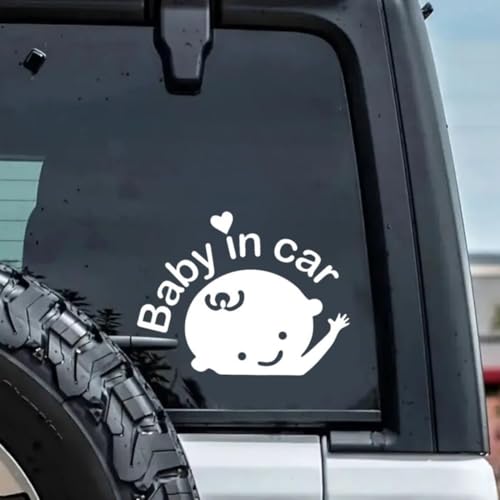 Miniatura 6 de Wuyji Pegatinas De Bebé Para Coches, 2 Pegatinas Para Coche De Bebé Baby In Car , Impermeables De Alta Visibilidad Para Uso En Exteriores Coloridas, Blancas