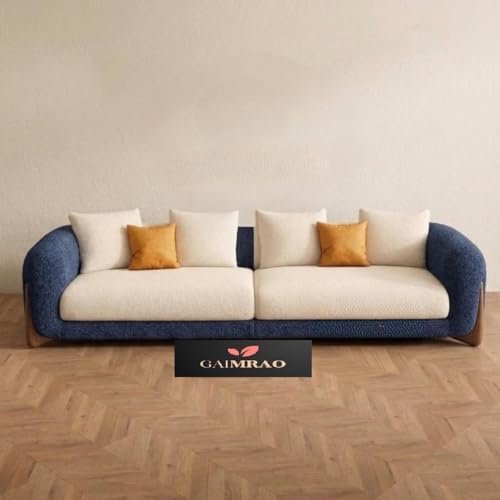 Image of Classic 3+1= 4 Seater with Footrest Seater Sofa Set Luxury Chesterfield Modern Fahionalable Sleeper Sofa for Living Room, Dining Room, (Blue & Beige)