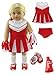 Red Cheerleader with Shoes and Accessories 6PCS for 18-Inch Dolls | Premium Quality & Trendy Design | Dolls Clothes