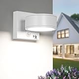 Double century Motion Sensor Outdoor Lights with 3000K/4000K/5000K Adjustable, Aluminum White LED Outdoor Wall Sconce, Modern Outside Exterior Lighting Fixtures for Porch,House, Doorway, Garage,Front