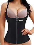 Burvogue Sauna Sweat Vest for Women Waist Trainer Corset Workout Tank top Cincher Slim Shaper Shirt (Black, Large)