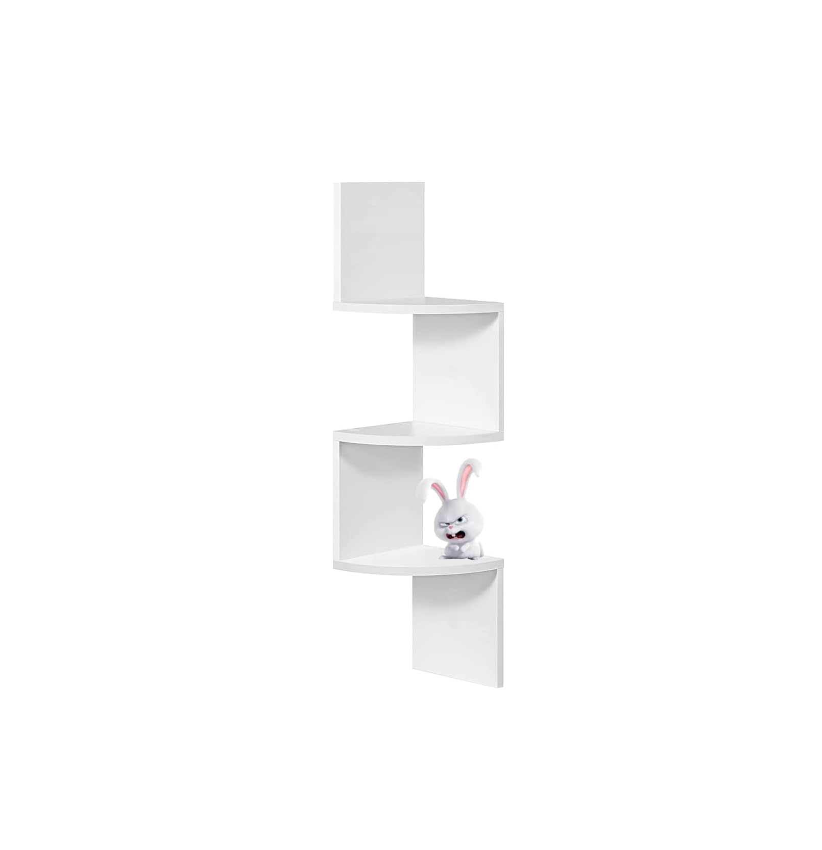 LAZY COOK Estanteria de Esquina para Pared con 3 Niveles,Montaje Fácil, Ideal para Dormitorio,Cocina,Sala de Estar,Baño,Estudio (Blanco 3)