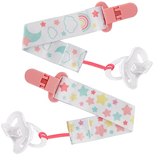 KIT COM 2 PRENDEDORES DE CHUPETA ESTRELAS - ROSA