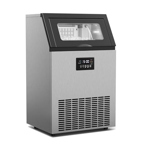 Klarstein Glacial Máquina De Hielo, 55 Kg/24 H, Capacidad De 15 Kg, Pantalla LED Multitáctil, Autolimpieza, Acero Inoxidable, Ventana De Visualización, Ideal Para Uso Comercial