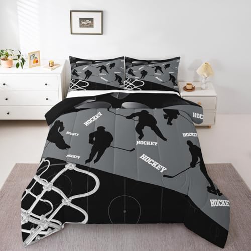 Consejos para Comprar Ropa de Hockey sobre hielo para Niño para comprar online. 47 Erosebridal Juego de ropa de cama de hockey sobre hielo para niños, adolescentes y adultos, juego de edredón de disco de hockey, regalo para fanáticos del hockey sobre hielo,...