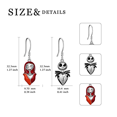 LILALO Jack Skellington And Sally Earrings Sterling Silver Skull Earrings Nightmare Earrings4