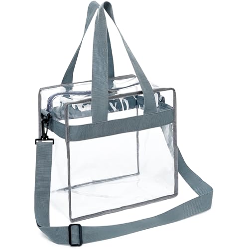 Clear Bag for Stadium Events 12x6x12, Clear Beach tote Bag with Zipper for Sports, Concerts, Work