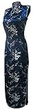 7Fairy Women's VTG Navy Blue Keyhole Long Cheongsam Chinese Dress Size 6 US