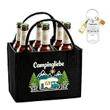 Campingliebe Flaschentasche Set 2 Stück mit Öffner Schlüsselanhänger, camper geschenke für Wohnmobil Fans, camping geschenke für Männer und Frauen, Tragekorb Wein Bier Picknick Grillabend Reise