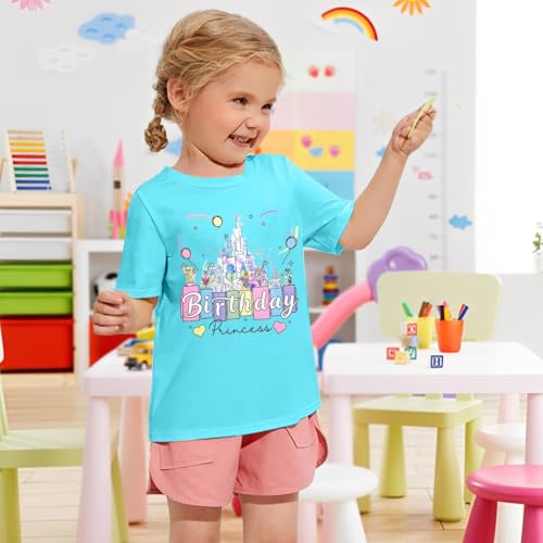 Image of Birthday Girl Shirt Kids Birthday Princess T-Shirt Toddler Girls Birthday Party Tee Cute Birthday Family Tee Tops