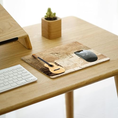 Image of Guitar Printed Mouse Pad 9 x 7.5 Inch - Smooth Surface, Non-Slip Rubber Base, Durable & Stylish Desk Mousepad for Office, Home & Gaming