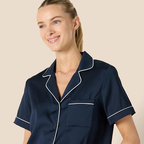 Amazon Essentials Women's Satin Short Sleeve Button-Down Top and Short Sleepwear Set4