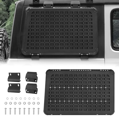 Rear Window MOLLE Panel for 2018-2025 Jeep Wrangler JL Accessories 4 Door Rear Window Organizer Storage Accessories Tactical Molle Mount Metal Protective Cover Passenger Side