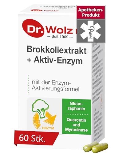 Dr. Wolz Brokkoliextrakt + Aktiv-Enzym, Extrakt mit der Sulforaphan-Aktivierungsformel, mit Quercetin, Glucoraphanin und dem Enzym Myrosinase, 60 Kapseln