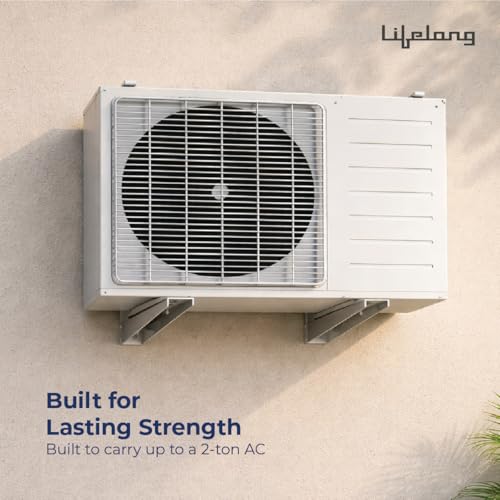 Image of Lifelong Wall Mount AC Stand for Split AC Outdoor Unit | Heavy Duty Powder Coated Steel Bracket | Rust Resistant Weatherproof AC Compressor Mount | Strong Load Bearing Support Frame for Home & Office