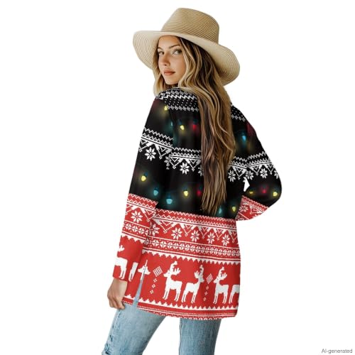 Image of Fall Maple Leaf Cardigan Sweaters for Women Long Sleeve Cardigan Soft Drape Open Front Dusters V-Neck Jackets Dressy