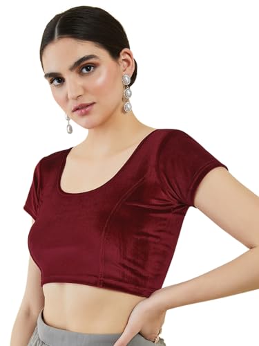 Chandrakala Velvet Blouses for Women Sarees,Stretchable, (B104-P)