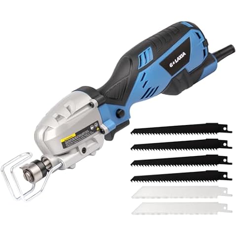 G LAXIA Reciprocating Saw, 5Amp 3000SPM Variable Speed Reciprocating Saw with 1/2" Stroke Length, 6Pcs Blades for Wood, Soft Metal, PVC Pipe Cutting Cover