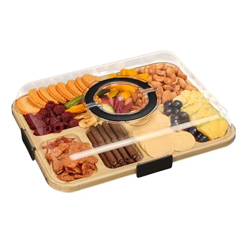 Image of Umtiti 6 Compartment Charcuterie Board with Clear Lid, Portable Cheese & Cutting Board for Kitchen,UK