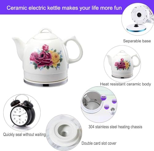 Tetera eléctrica cerámica inalámbrica 1L 1000W miniatura 2