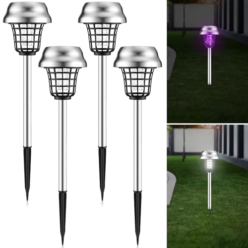 Qualirey 4 Pcs Solar Bug Zapper Outdoor Waterproof Solar