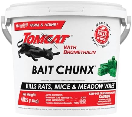 MOTOMCO Tomcat Mouse and Rat Bromethalin Bait Chunx, 4-Pound by Motomco